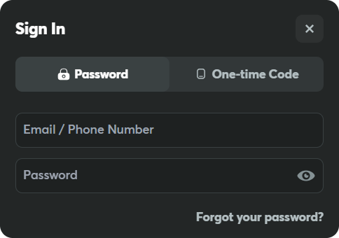sign in window to bc game casino in english