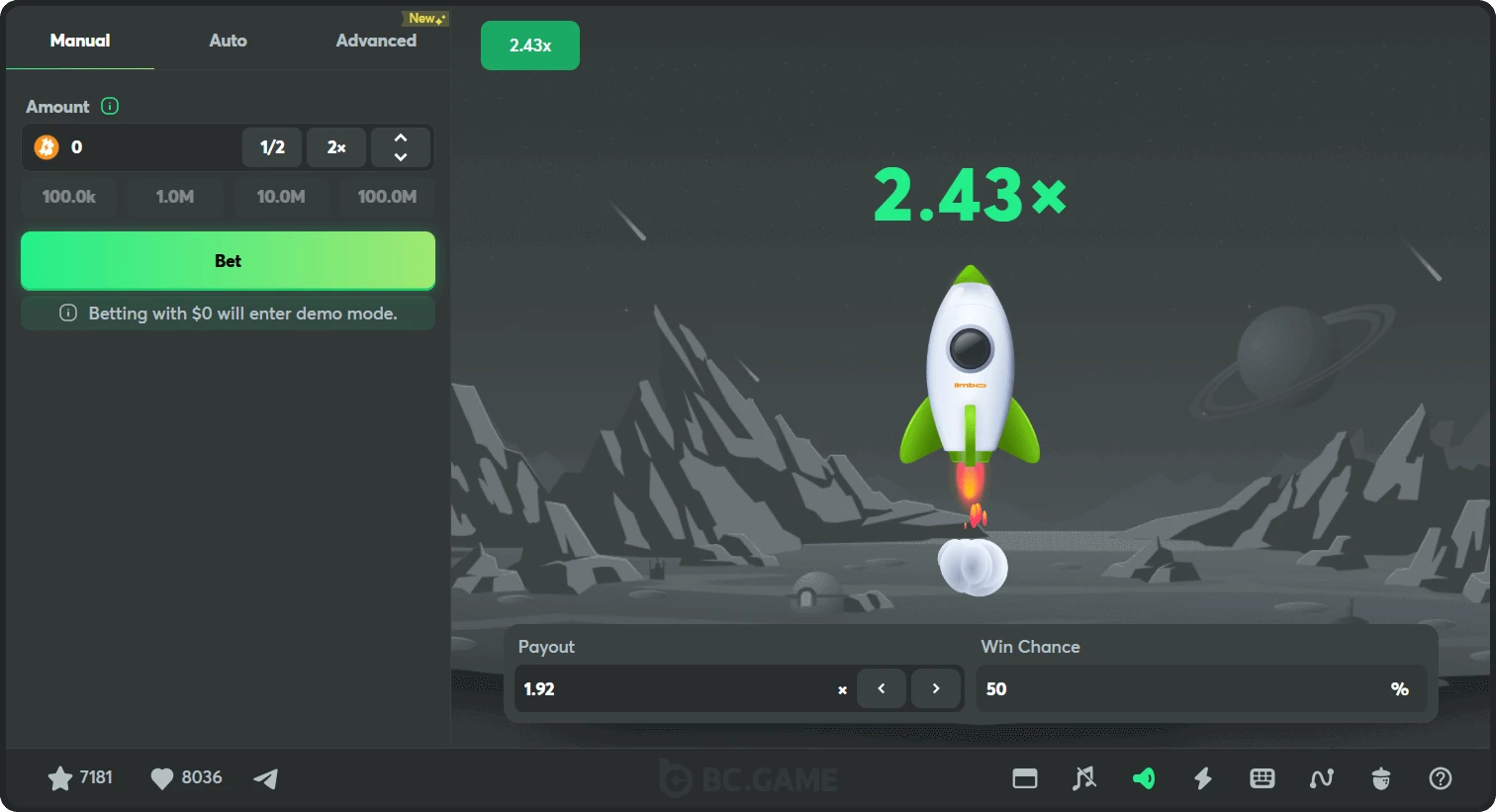 bc game casino originals limbo demo screenshot