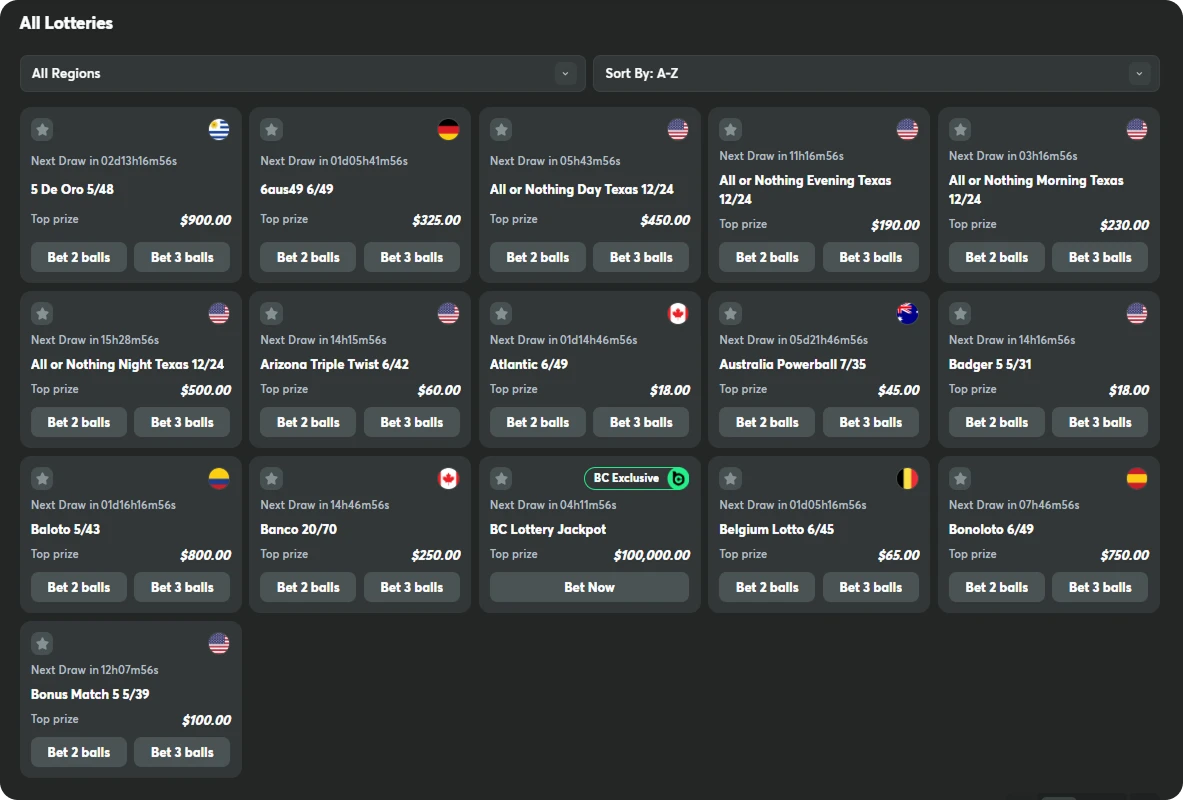 lottery for players from all regions at the bc.game casino