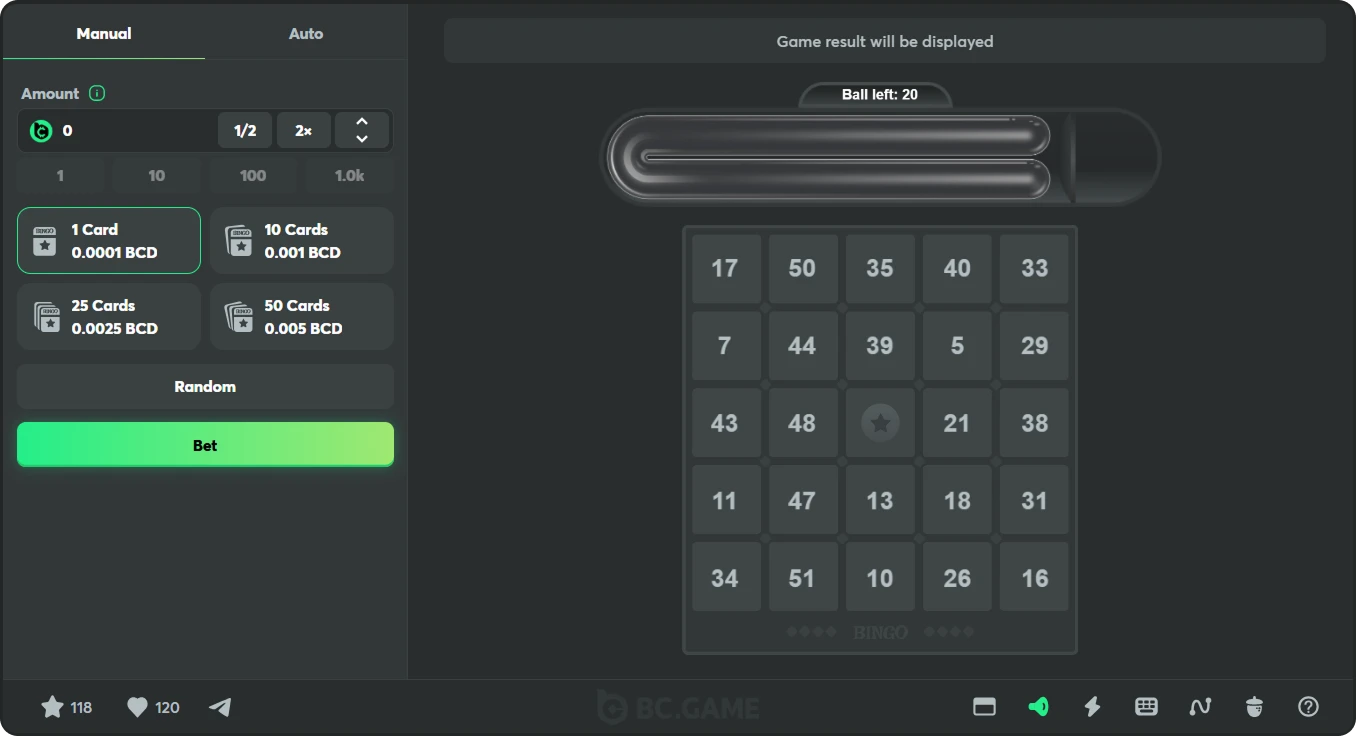 original crypto bingo game at bc game casino