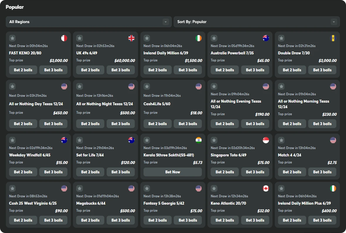 popular lottery items at the bc game casino