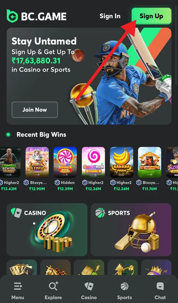 how to create and verify bc game account step 1